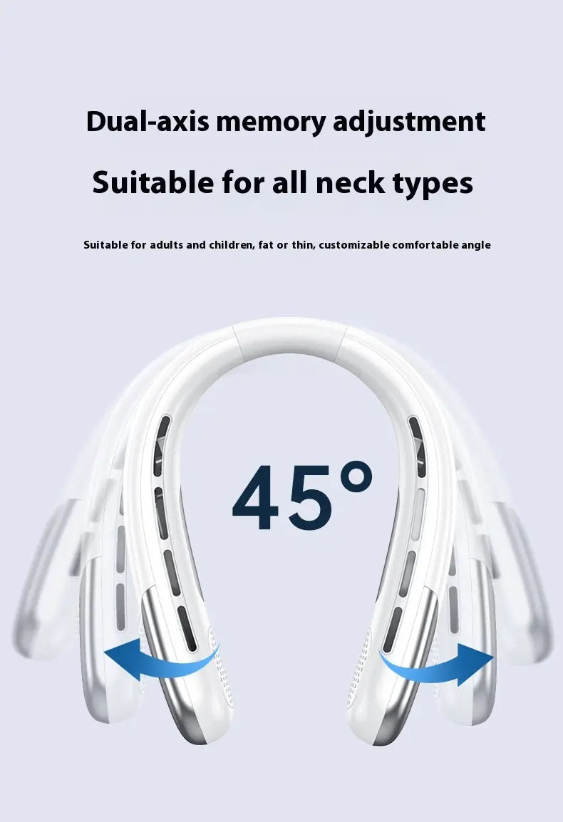 Digital Display Neck Fan - Rechargeable Portable Wearable Fan with Adjustable Speed- White 2400mAh Wholesale Hub