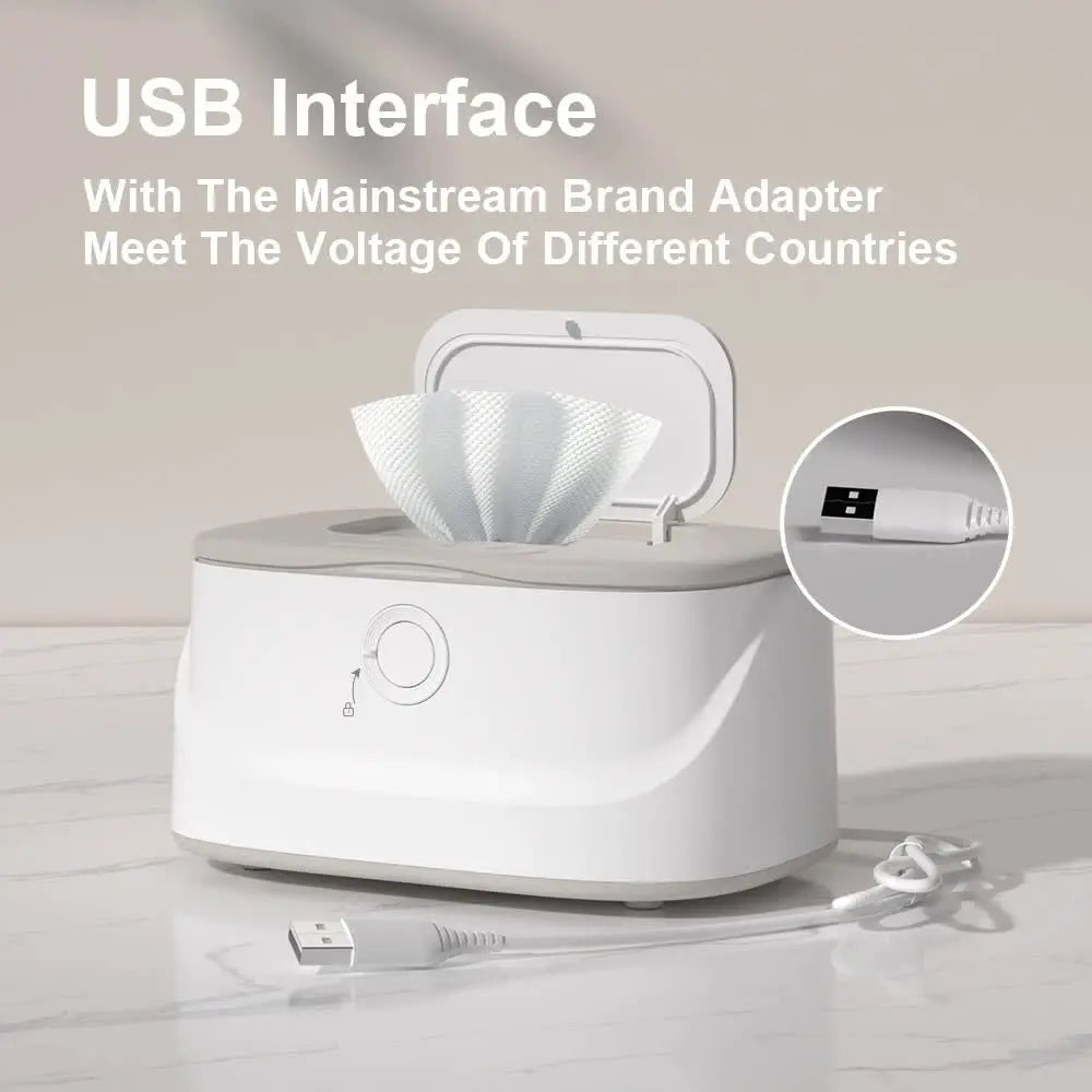 Grey USB-Powered Baby Wet Wipes Warmer - Portable and Adjustable Heating Wholesale Hub