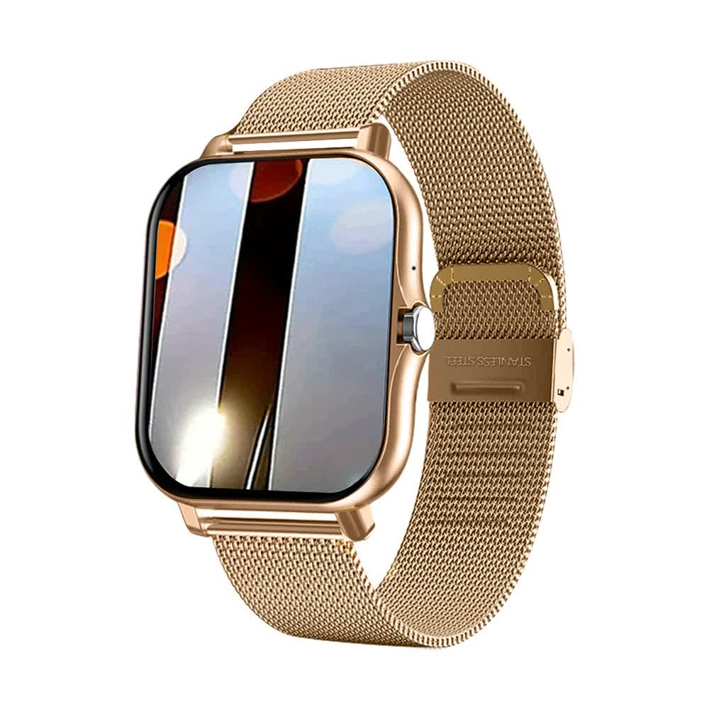 Gold Smart Fitness Watch with Large Display - 24 Sport Modes, Heart Rate Monitor & More Wholesale Hub