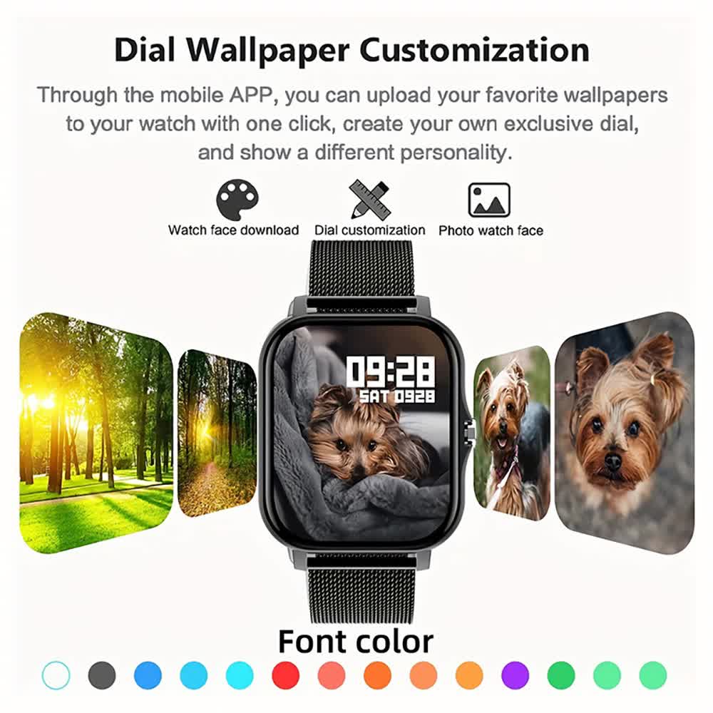 Gold Smart Fitness Watch with Large Display - 24 Sport Modes, Heart Rate Monitor & More Wholesale Hub