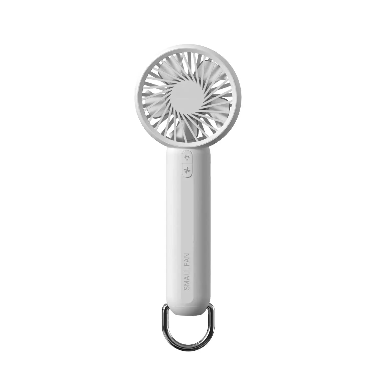 White Mini Handheld Rechargeable Fan - Portable USB-Powered Cooling with Keyring Wholesale Hub