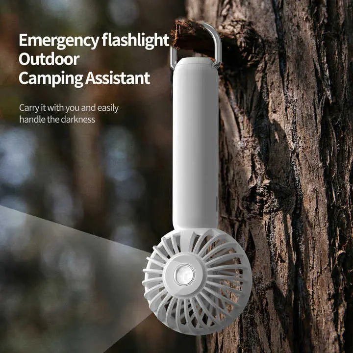 White Mini Handheld Rechargeable Fan - Portable USB-Powered Cooling with Keyring Wholesale Hub