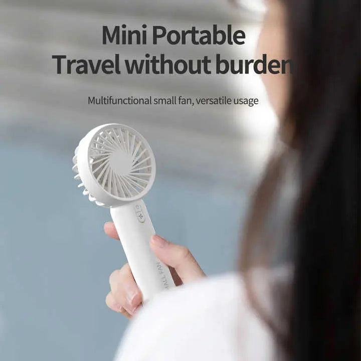 White Mini Handheld Rechargeable Fan - Portable USB-Powered Cooling with Keyring Wholesale Hub