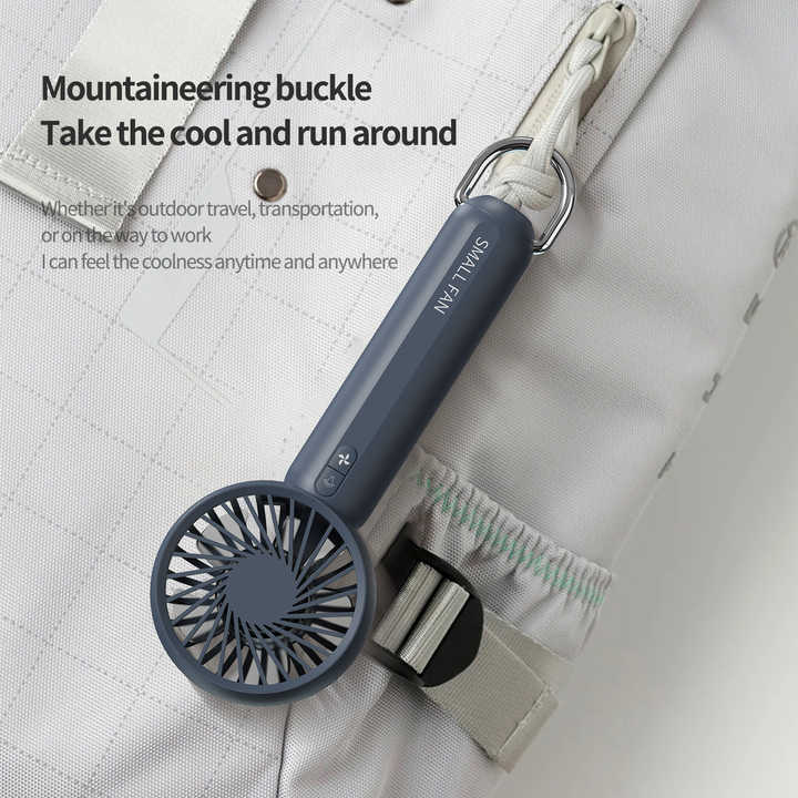 White Mini Handheld Rechargeable Fan - Portable USB-Powered Cooling with Keyring Wholesale Hub