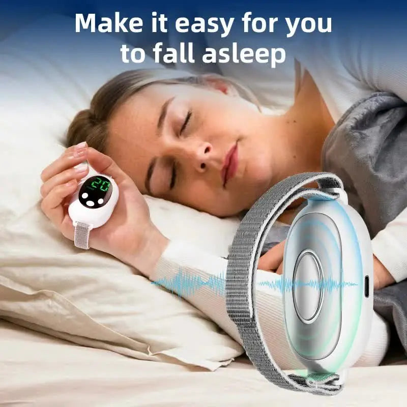 White EMS Sleep Aid Device with Pulse Stimulation - Portable Adjustable Sleep Support Bracelet Wholesale Hub