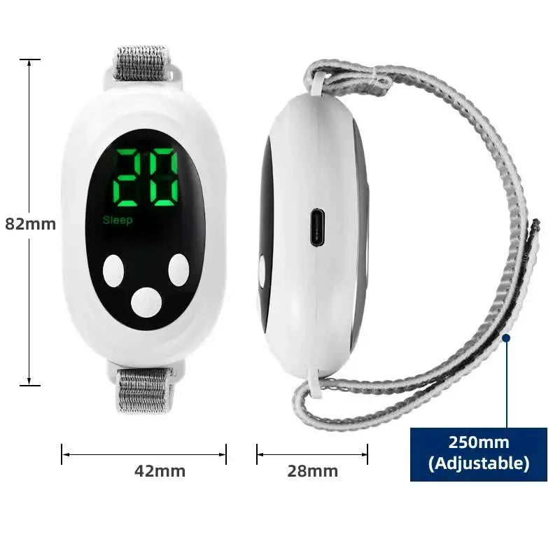 White EMS Sleep Aid Device with Pulse Stimulation - Portable Adjustable Sleep Support Bracelet Wholesale Hub