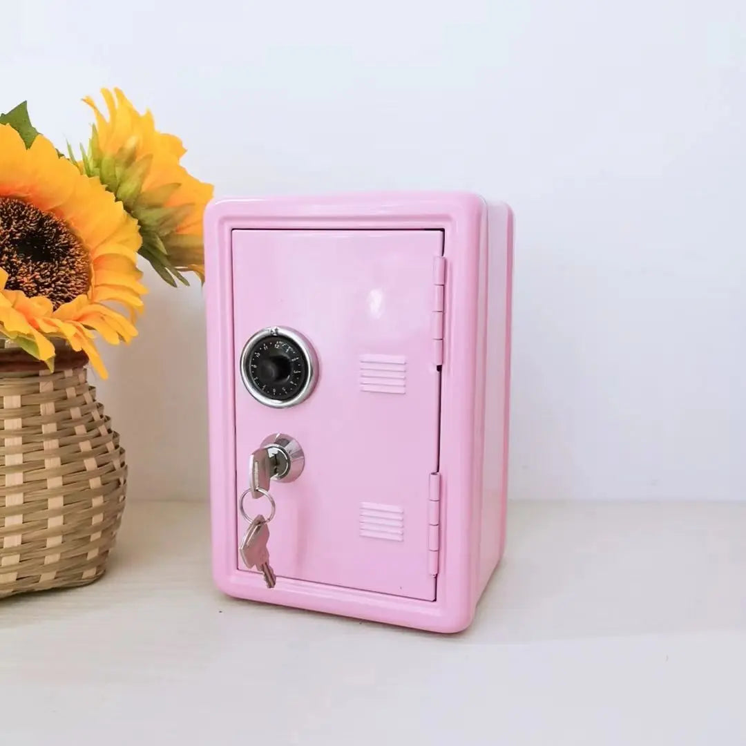 Pink Mini Metal Safe Box with Combination Lock and Key - Compact Security Storage Wholesale Hub