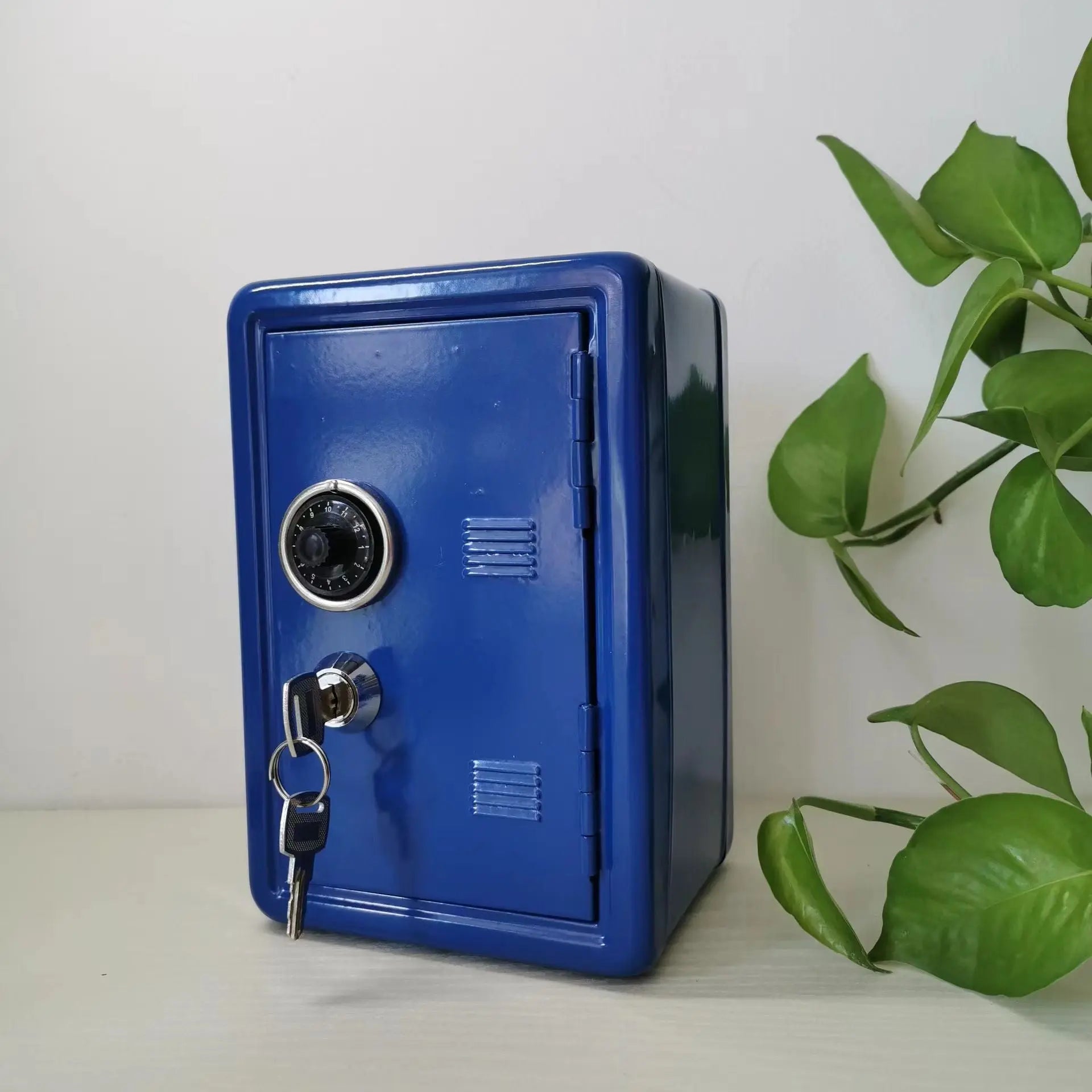 Blue Mini Metal Safe Box with Combination Lock and Key - Compact Security Storage Wholesale Hub