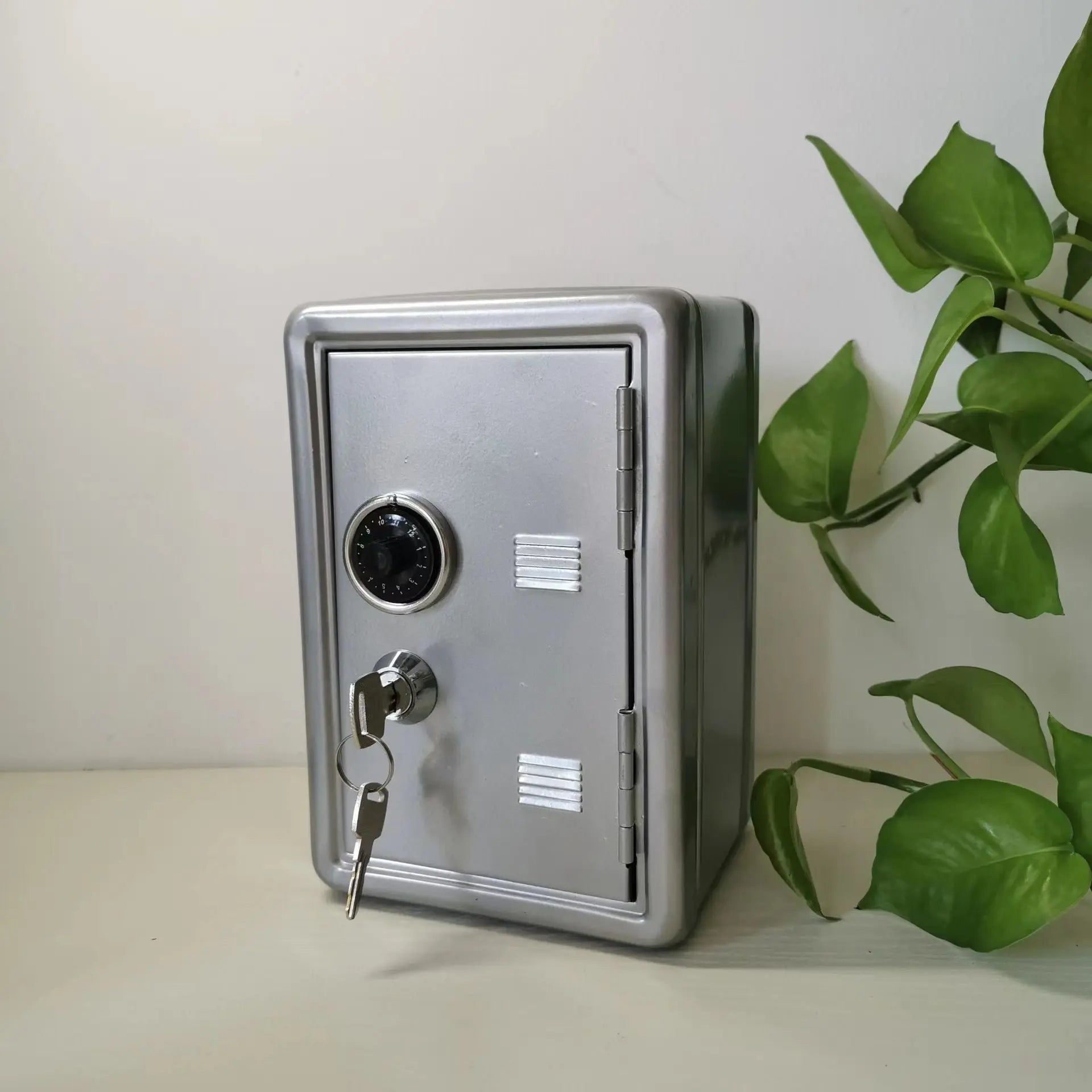 Silver Mini Metal Safe Box with Combination Lock and Key - Compact Security Storage Wholesale Hub