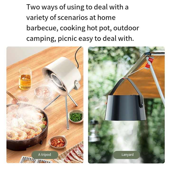 White Portable Retro-Style Desktop Air Purifier with Tripod Stand Wholesale Hub
