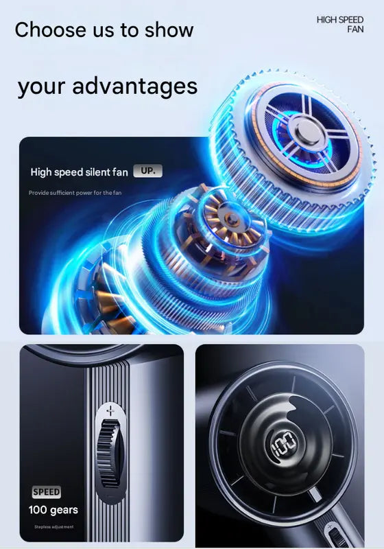White High-Power Portable Handheld Fan with Digital Display Wholesale Hub