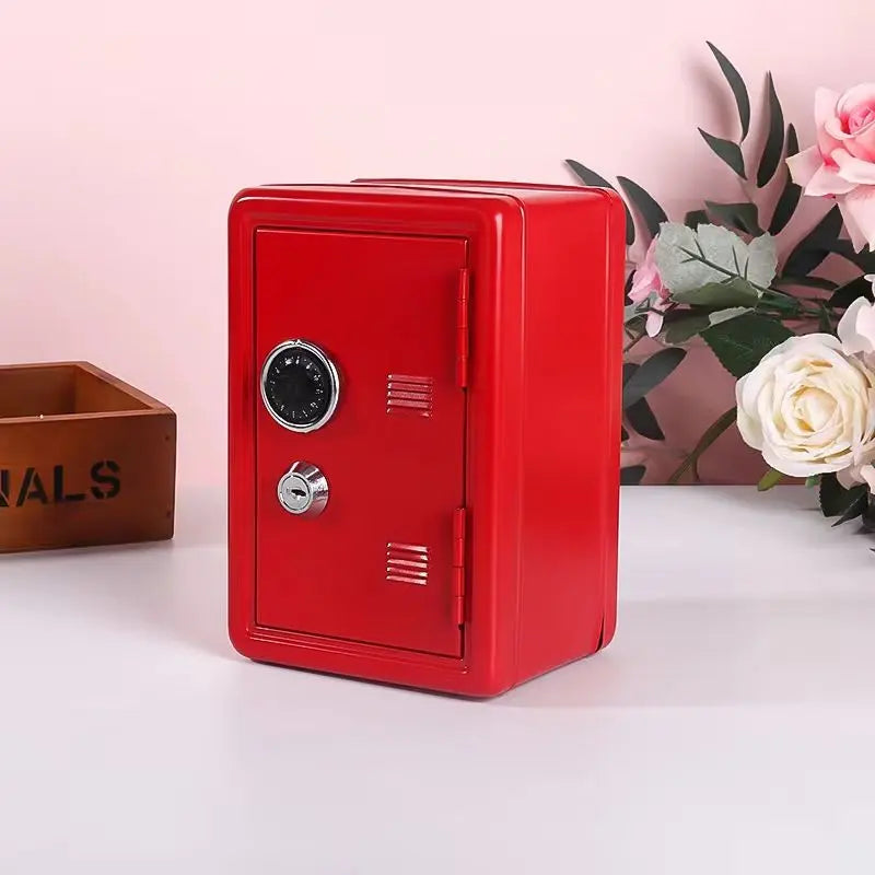Red Mini Metal Safe Box with Combination Lock and Key - Compact Security Storage Wholesale Hub