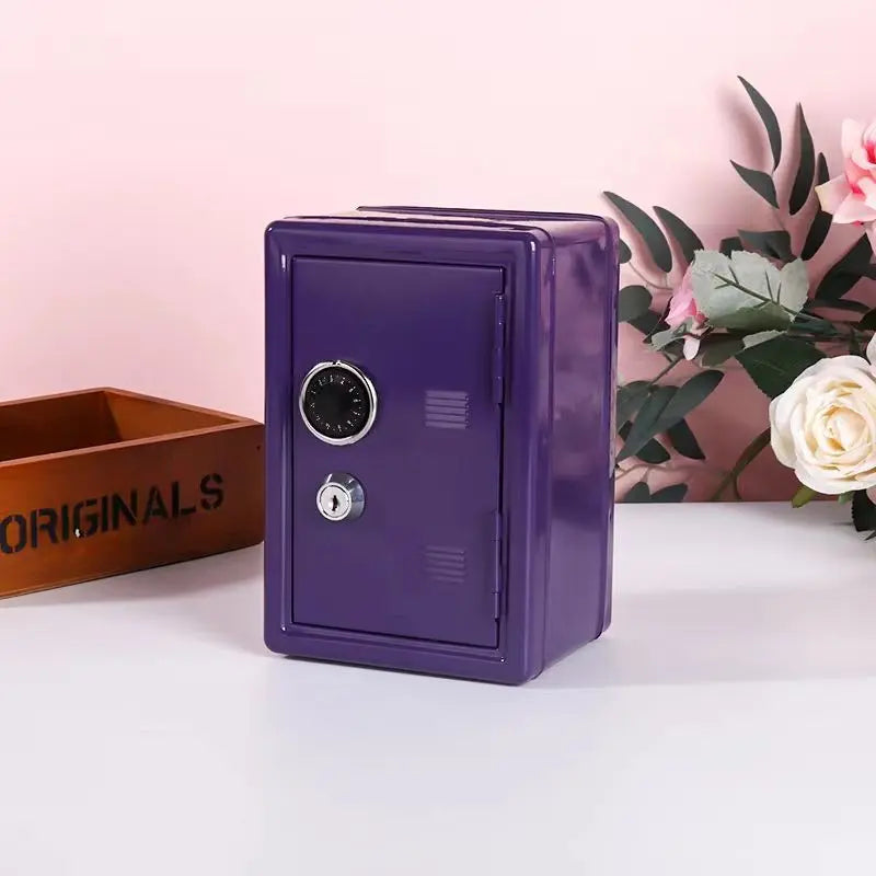 Purple Mini Metal Safe Box with Combination Lock and Key - Compact Security Storage Wholesale Hub