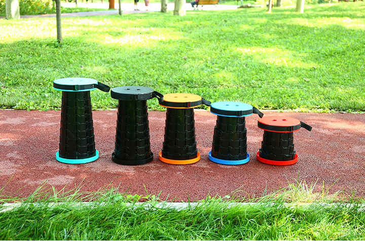 Black Portable Outdoor Telescopic Folding Stool with 100 Weight-Bearing Buckles, Lightweight and Compact Design, Perfect for Fishing, Camping, and Travel Wholesale Hub