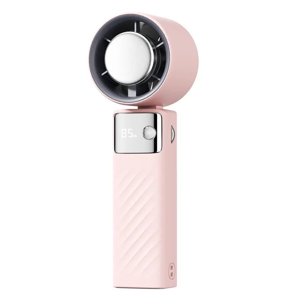 Pink Portable Turbo Handheld USB Rechargeable Fan with Digital Speed Display - High-Speed Cooling Fan for Outdoor Use Wholesale Hub