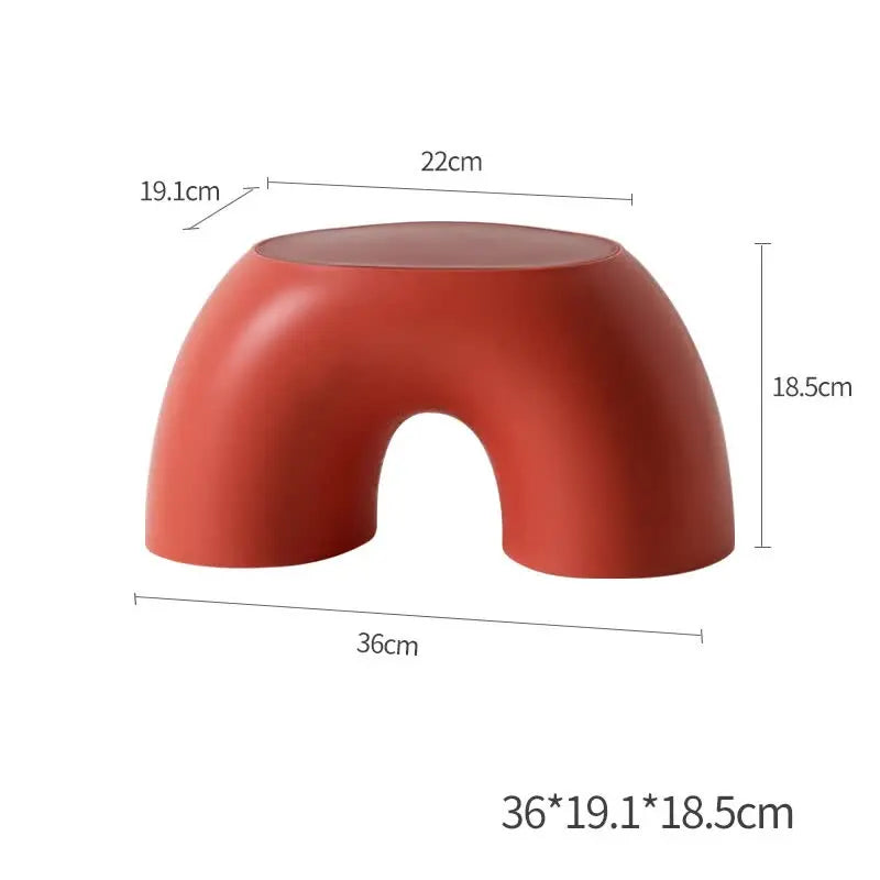 Red Minimalist Round Shape Footstool - Durable Anti-slip Rainbow Stool for Home, Creative Design PP+Polypropylene Material, Comfortable Shoe Bench Wholesale Hub