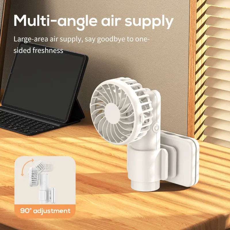 White Portable Multifunctional Clip Fan DQ261 - 1000mAh Battery, 3-Speed, Quiet Cooling for Summer Wholesale Hub