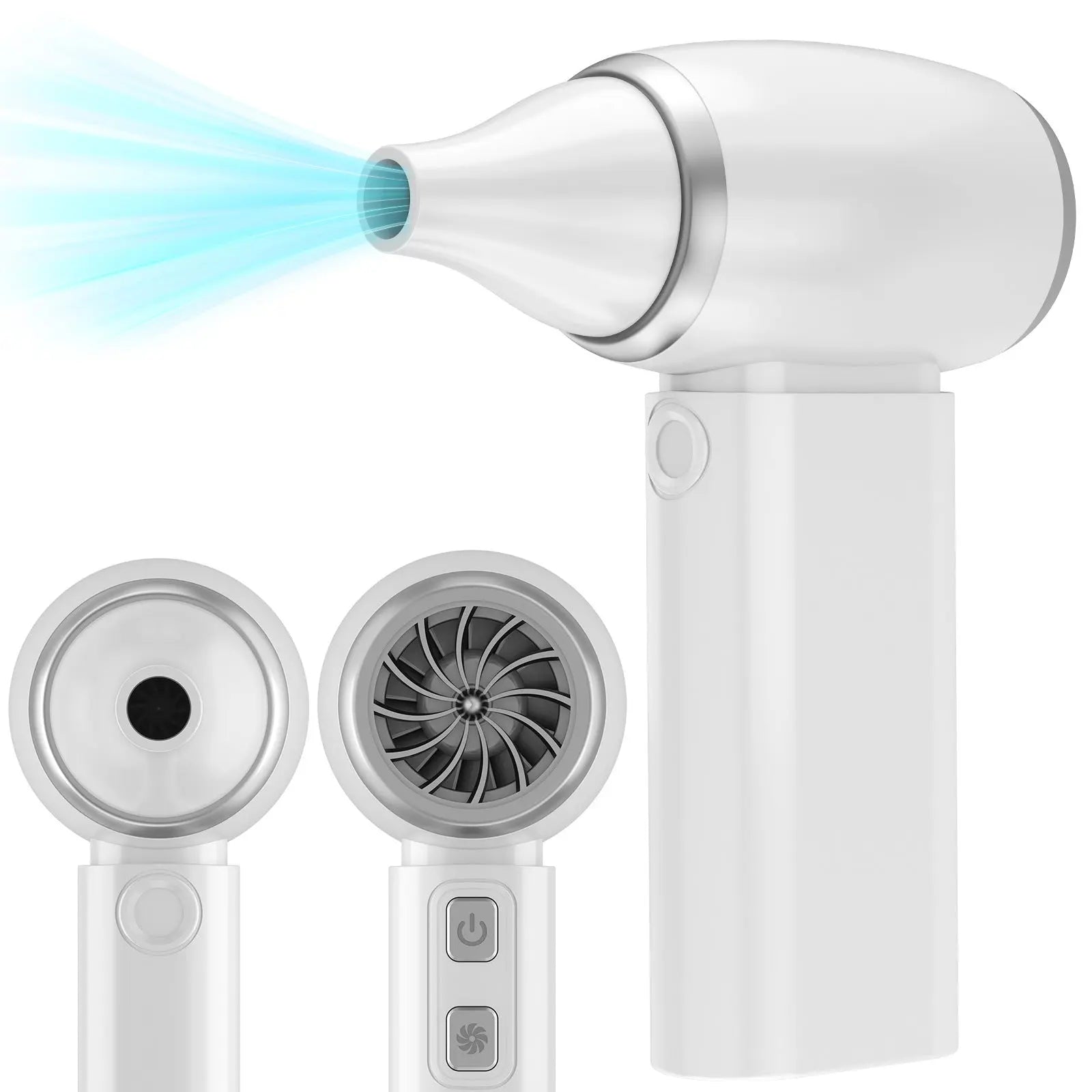 White Portable Turbo Handheld Blower Fan - 130000RPM High-Speed Mini Fan with 5000mAh Battery Wholesale Hub