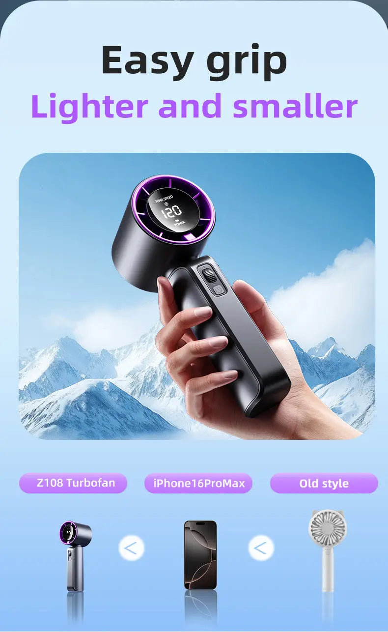 Purple Portable Handheld Fan with 120-Speed Display - USB Rechargeable Mini Cooling Fan for Outdoor Use Wholesale Hub