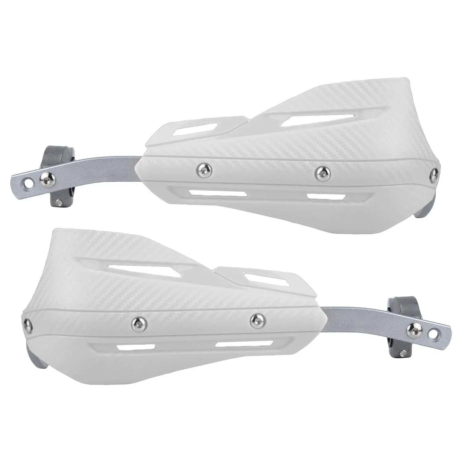 Professional Universal Motorcycle Handguards for Honda CC110 Cross Cub - Heavy Duty Aluminum Alloy Anti-Collision Brush Guards, Carbon Fiber Style Handlebar Protectors for Dirt Bikes and Off-Road Motorcycles - 1 Pair—White Wholesale Hub