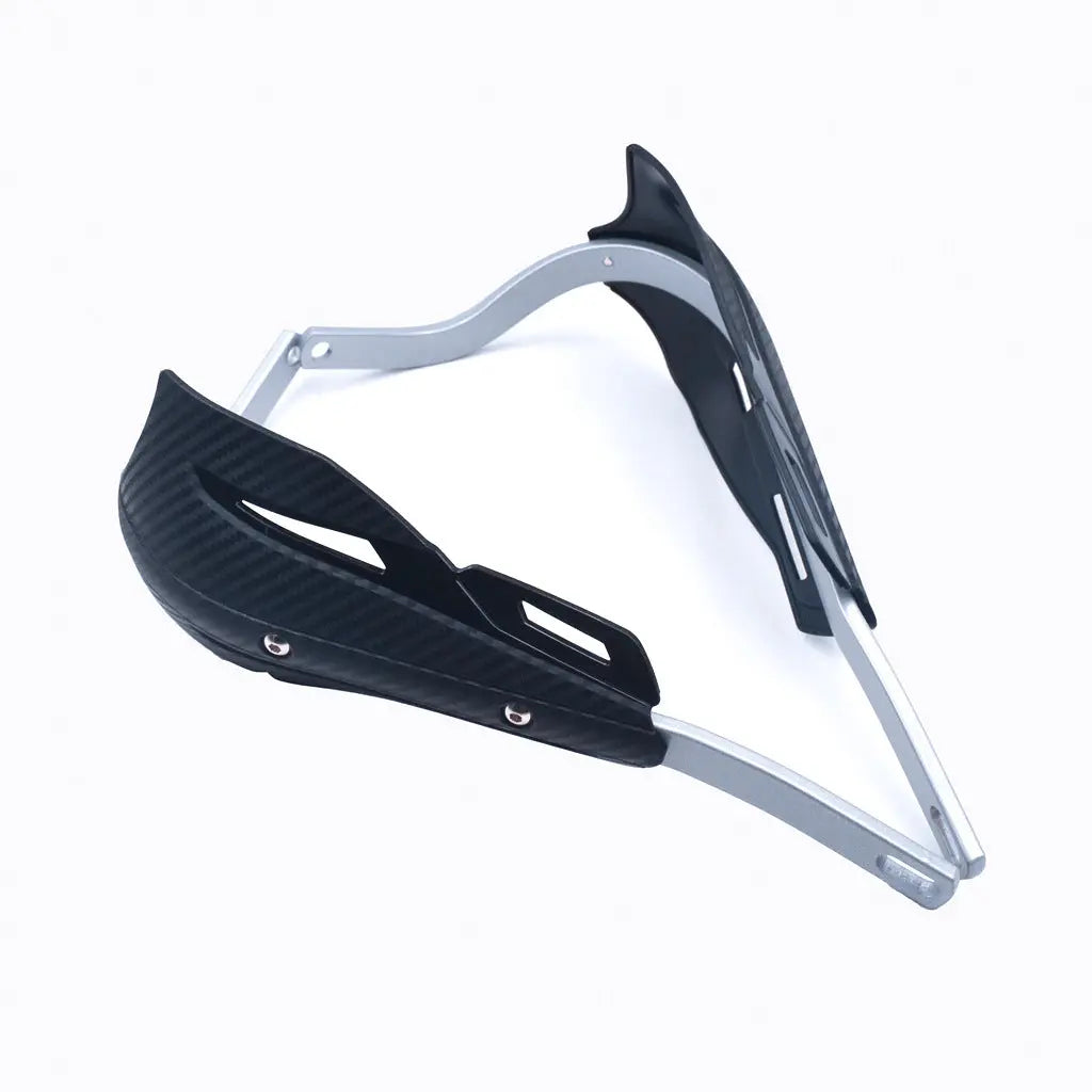 Professional Universal Motorcycle Handguards for Honda CC110 Cross Cub - Heavy Duty Aluminum Alloy Anti-Collision Brush Guards, Carbon Fiber Style Handlebar Protectors for Dirt Bikes and Off-Road Motorcycles - 1 Pair—White Wholesale Hub