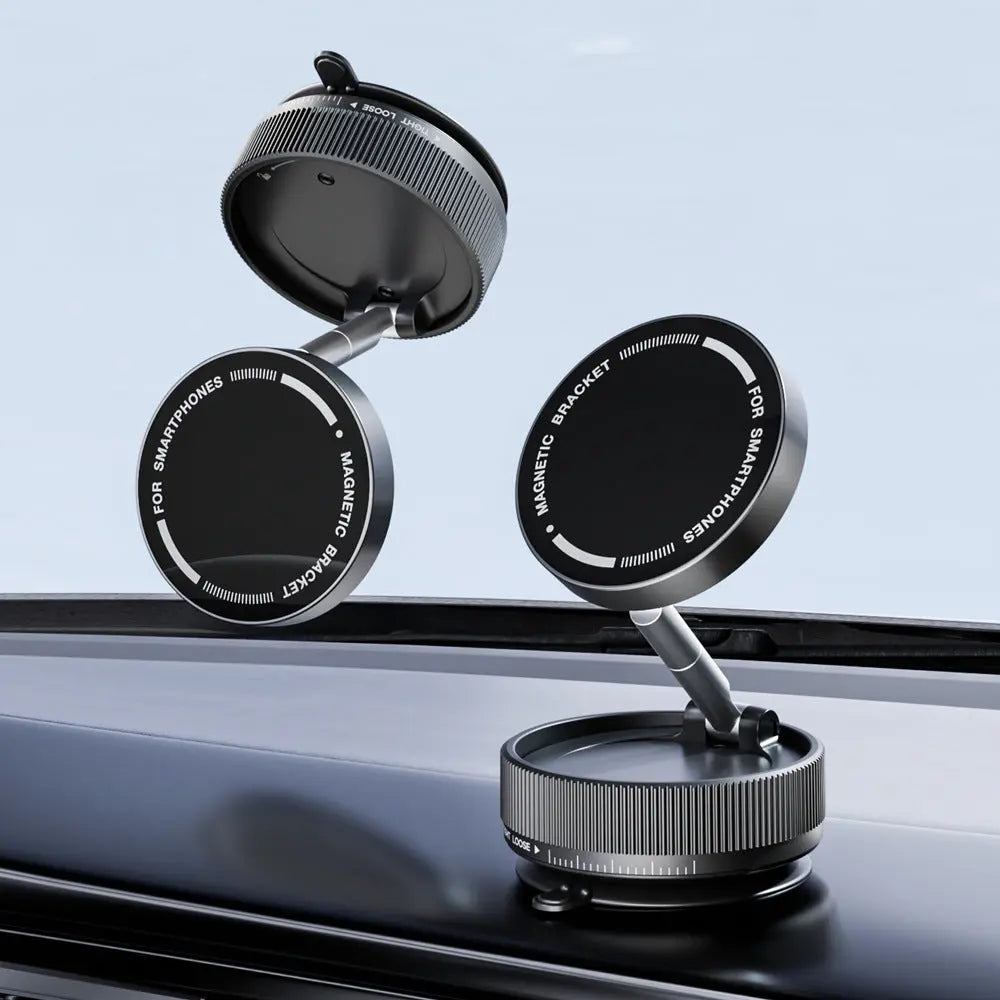 Black Magnetic Car Phone Mount - 66x66x34mm with Adjustable Bracket for Easy Smartphone Access Wholesale Hub
