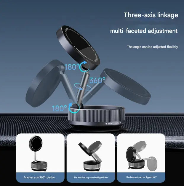 Black Magnetic Car Phone Mount - 66x66x34mm with Adjustable Bracket for Easy Smartphone Access Wholesale Hub