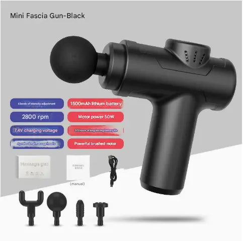 Black Portable Mini Massage Gun for Deep Tissue - Adjustable Impact Neck Massager with Rechargeable Battery Wholesale Hub