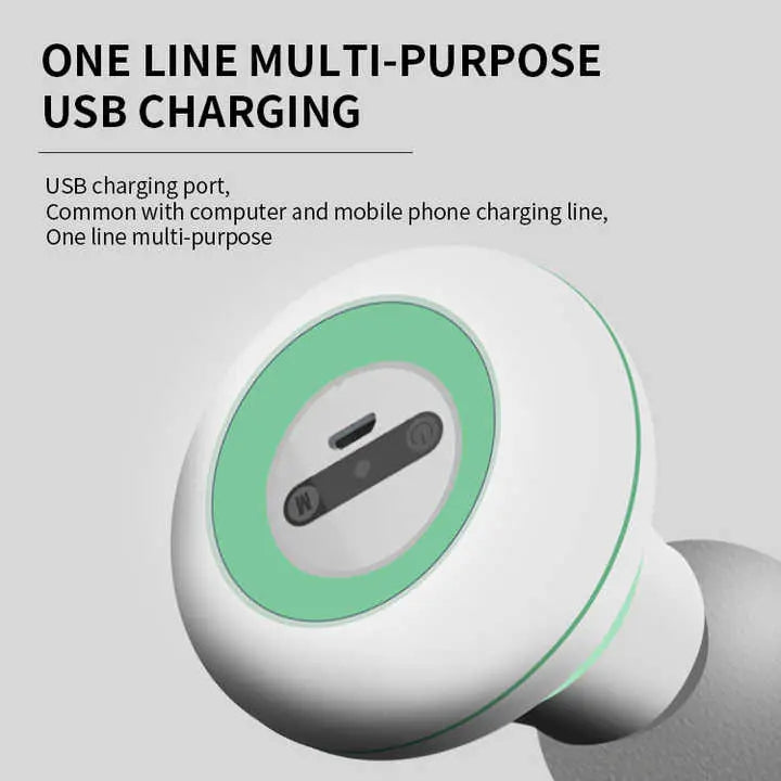 2 Pcs Grey And Green Mini Massage Gun - 6-Speed Muscle Relaxer, USB Rechargeable, Portable Fascia Massager for Home Use Wholesale Hub