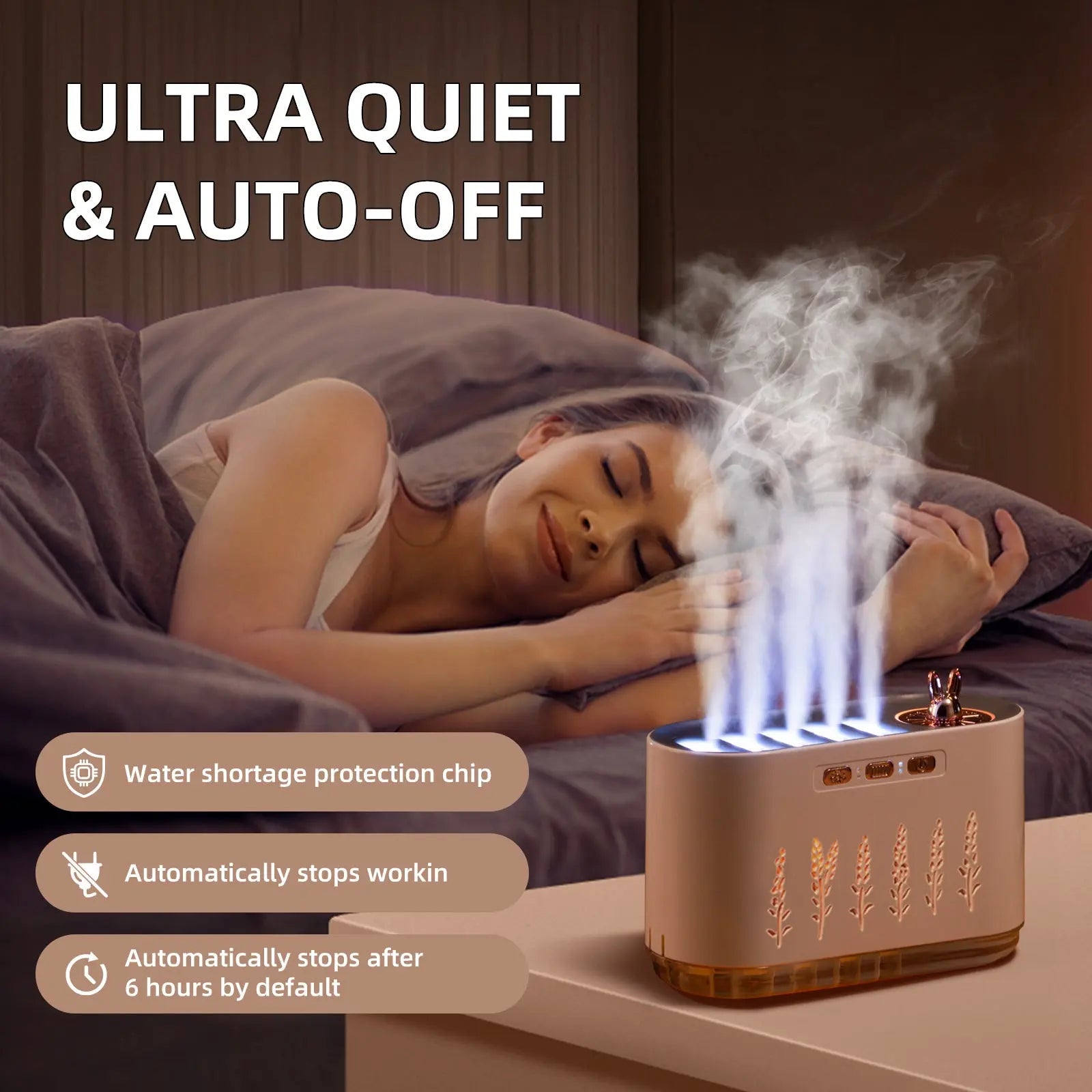 Pink Dynamic Color Changing Humidifier - Sound Control & Auto Shut-Of Wholesale Hub