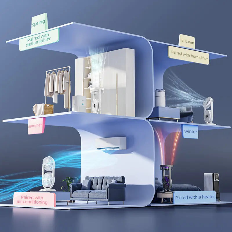 Purple Dual Head USB Rechargeable Desk Fan - Portable Double Air Circulator Wholesale Hub