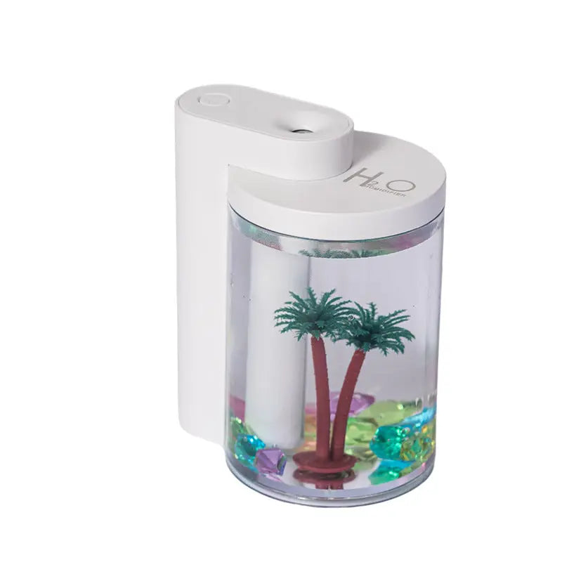 White Mini USB Micro Landscape Humidifier - 260ml Cool Mist Maker with LED Light Wholesale Hub