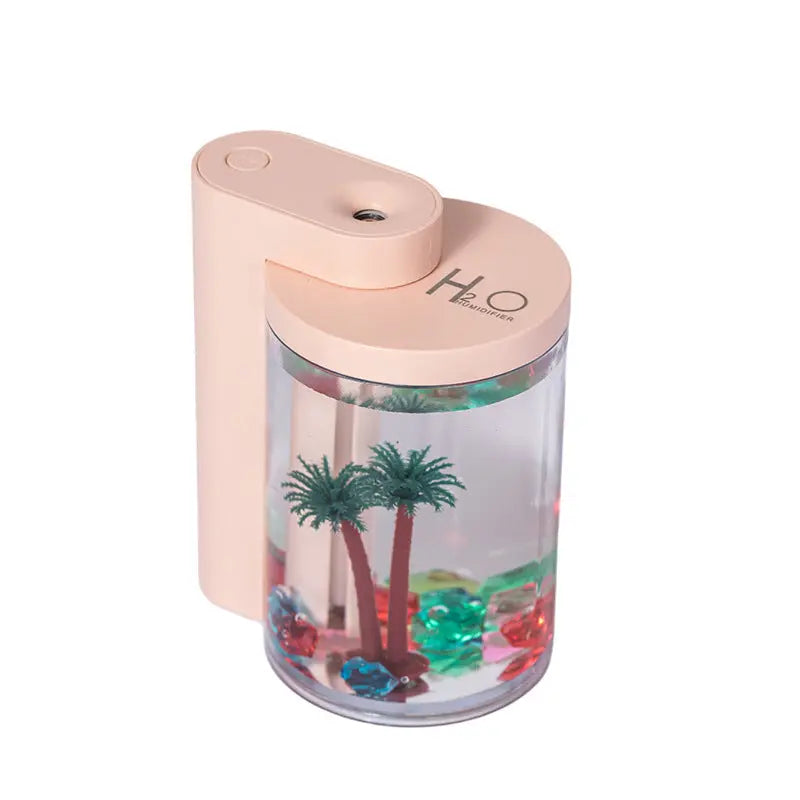 Pink Mini USB Micro Landscape Humidifier - 260ml Cool Mist Maker with LED Light Wholesale Hub