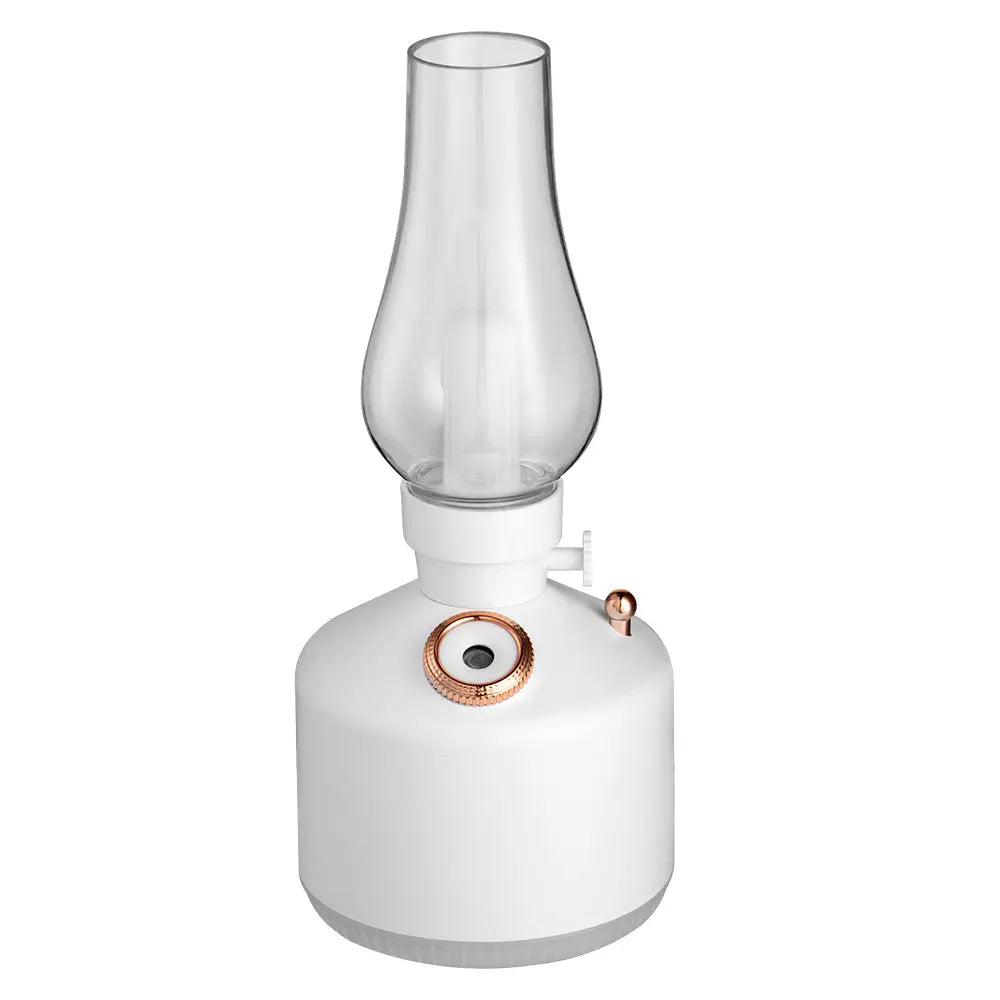 White Retro Kerosene Lamp Humidifier - Rechargeable Cool Mist Maker with Dimmable Light Wholesale Hub