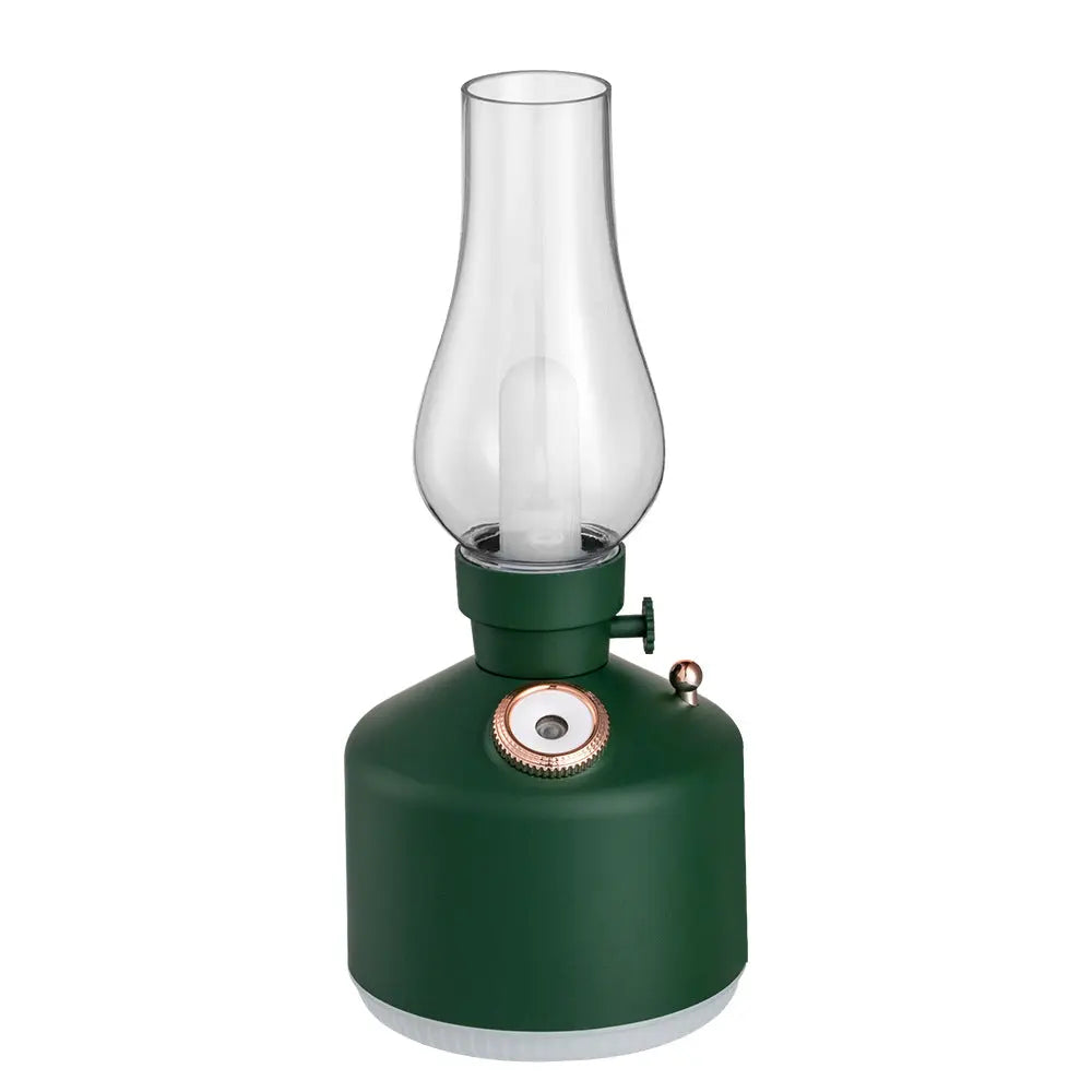 Green Retro Kerosene Lamp Humidifier - Rechargeable Cool Mist Maker with Dimmable Light Wholesale Hub