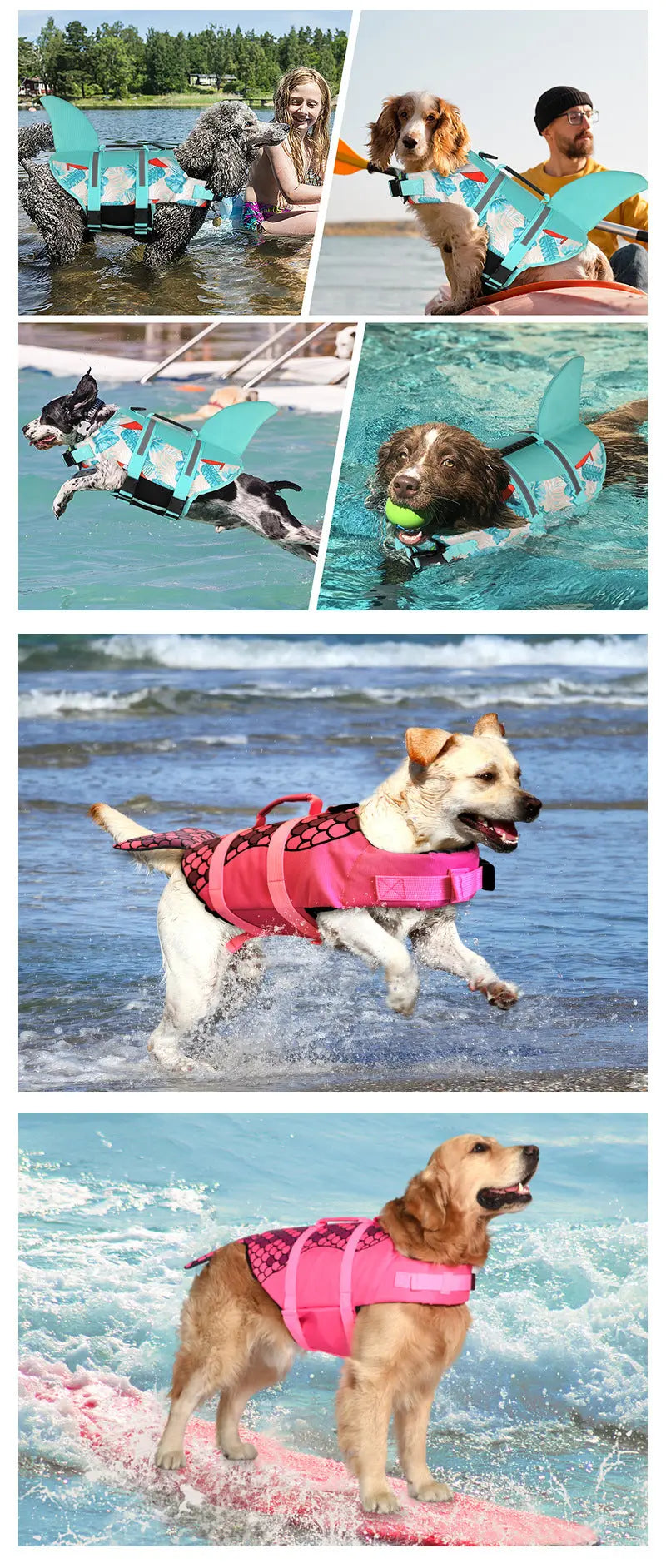 Size XS Pink Scale Pattern Pet Life Jacket for Dogs - Summer Swimming Safety Vest with Shark Fin for Small to Large Breeds Wholesale Hub