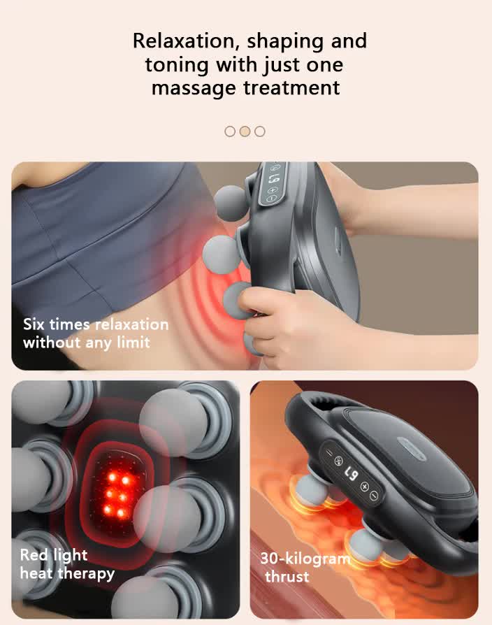 Dark Grey Advanced 6-Head Percussion Massager with Heat - Rechargeable Deep Tissue Muscle Relief Gun Wholesale Hub