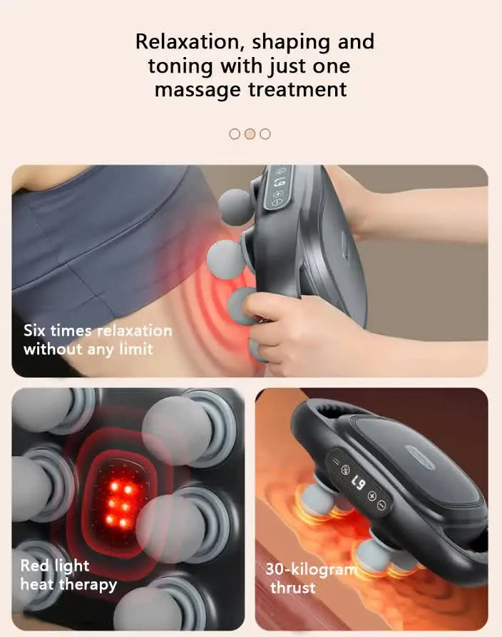 White Advanced 6-Head Percussion Massager with Heat - Rechargeable Deep Tissue Muscle Relief Gun Wholesale Hub