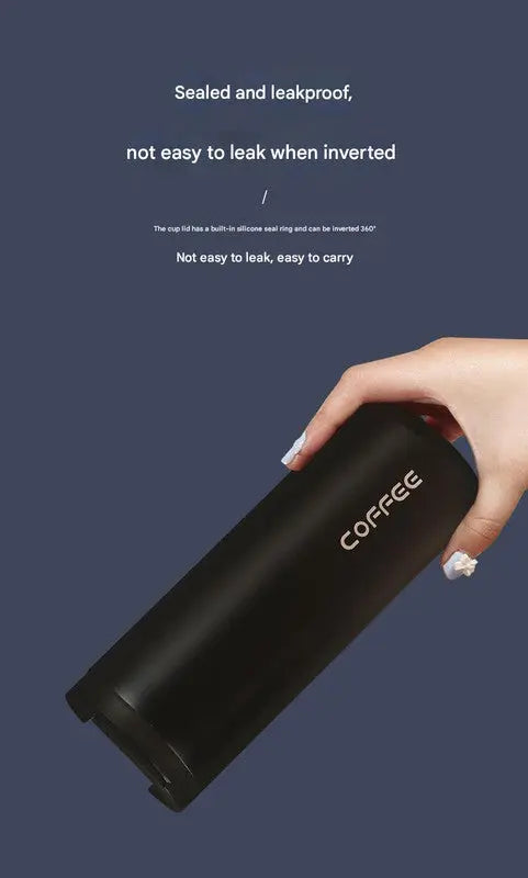 Black Sleek Insulated Stainless Steel Coffee Tumbler Set (400ml & 500ml) - One-Touch Lid Travel Mugs Wholesale Hub