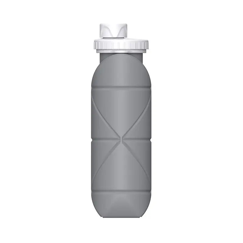 Grey Portable Silicone Collapsible Water Bottle - Foldable Sports Cup for Cycling and Outdoor Fitness Wholesale Hub