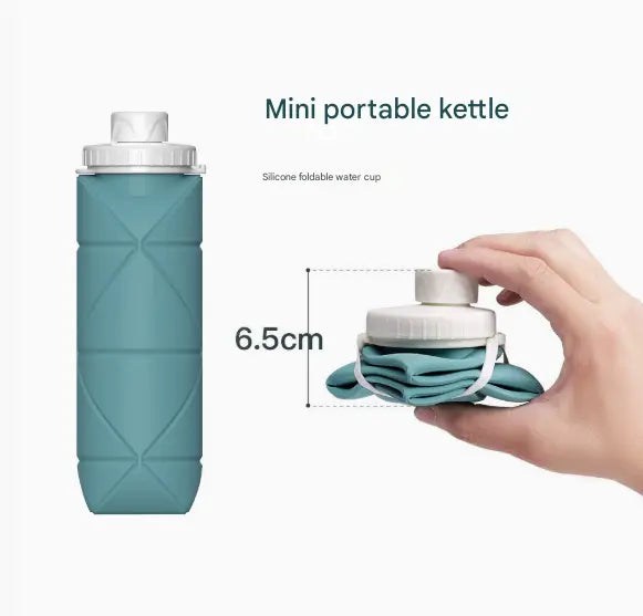 Grey Portable Silicone Collapsible Water Bottle - Foldable Sports Cup for Cycling and Outdoor Fitness Wholesale Hub