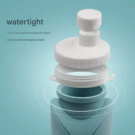 Grey Portable Silicone Collapsible Water Bottle - Foldable Sports Cup for Cycling and Outdoor Fitness Wholesale Hub