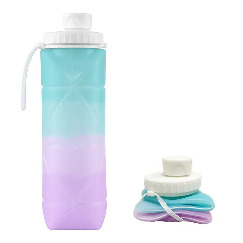 Blue-purple Portable Silicone Collapsible Water Bottle - Foldable Sports Cup for Cycling and Outdoor Fitness Wholesale Hub