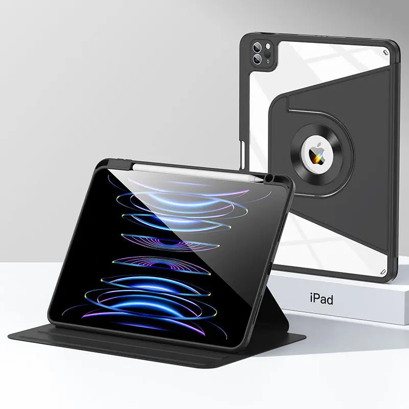 Black 360 Rotating Protective Case for iPad Air 5/4 & Pro 11 (2018-2022) with Pencil Holder Wholesale Hub