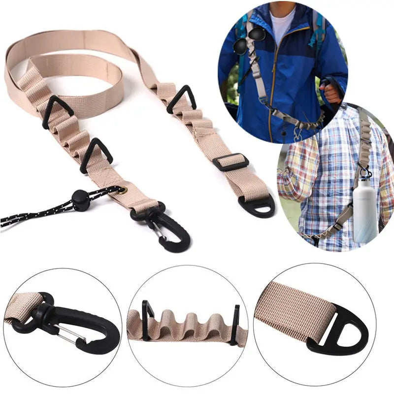 Khaki 4 PCS Heavy-Duty Outdoor Utility Strap - Multi-Purpose Camping Gear & Bottle Hanging Lanyard Wholesale Hub