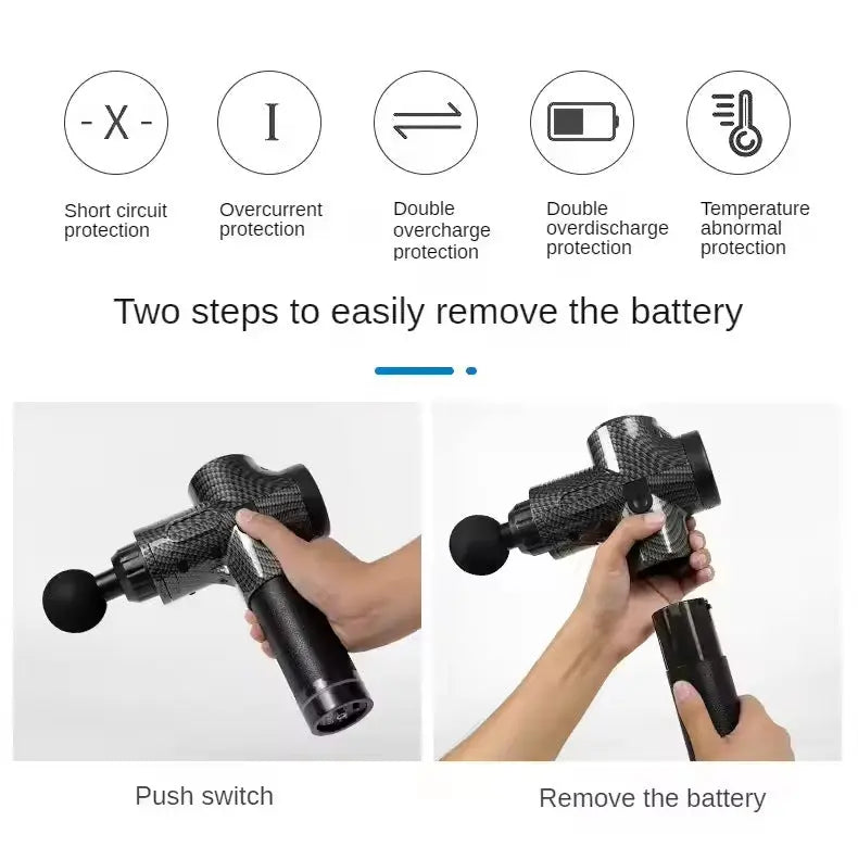 Black Deep Tissue Percussion Massage Gun - 30 Speeds, 6 Heads, Type-C Charging Wholesale Hub