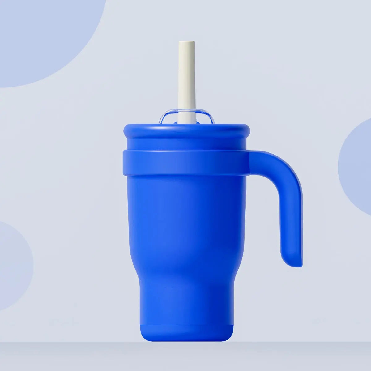 Blue 14oz Insulated Tumbler with Handle & Straw - 304 Stainless Steel Car Cup (Contrast Color) Wholesale Hub