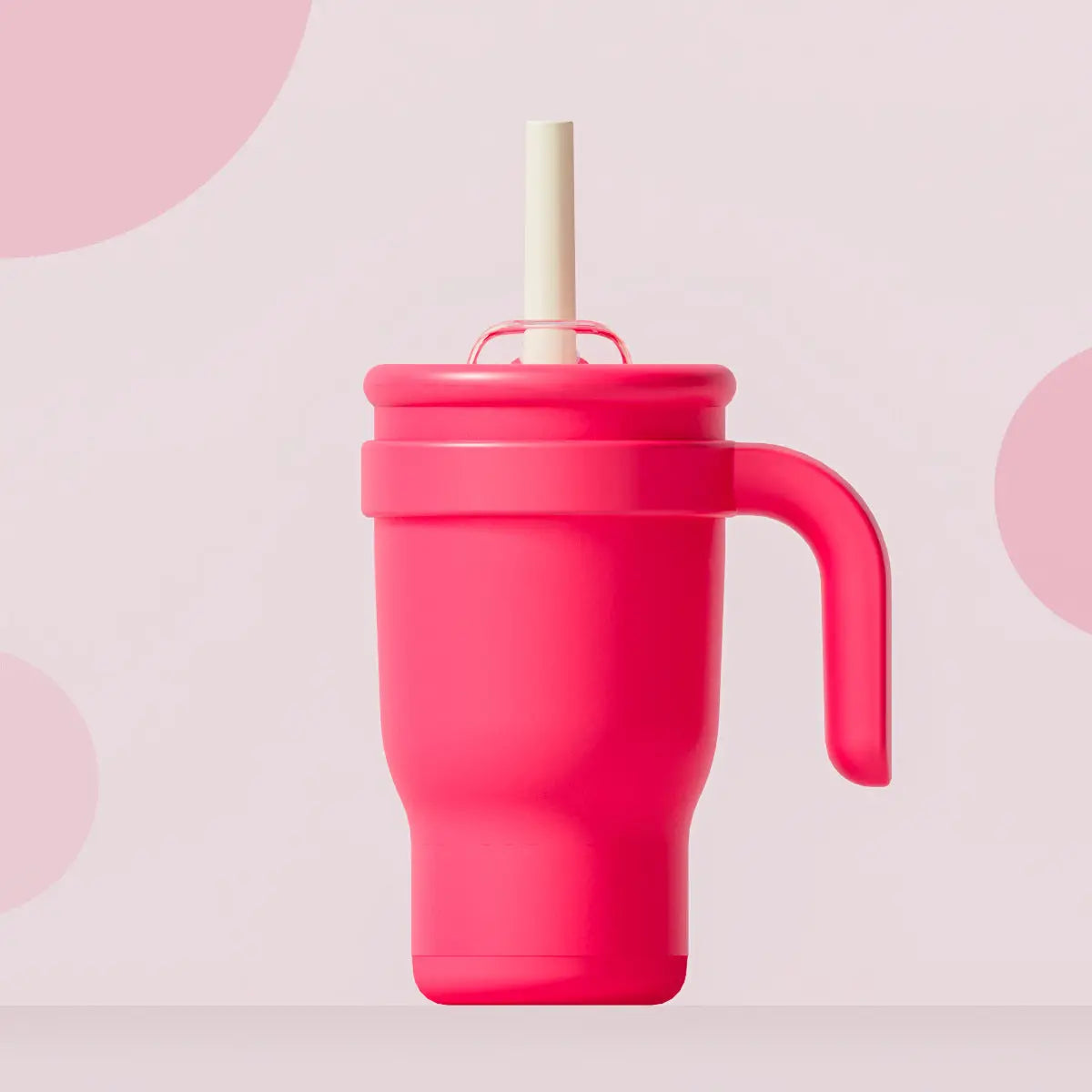 Rose Red 14oz Insulated Tumbler with Handle & Straw - 304 Stainless Steel Car Cup (Contrast Color) Wholesale Hub