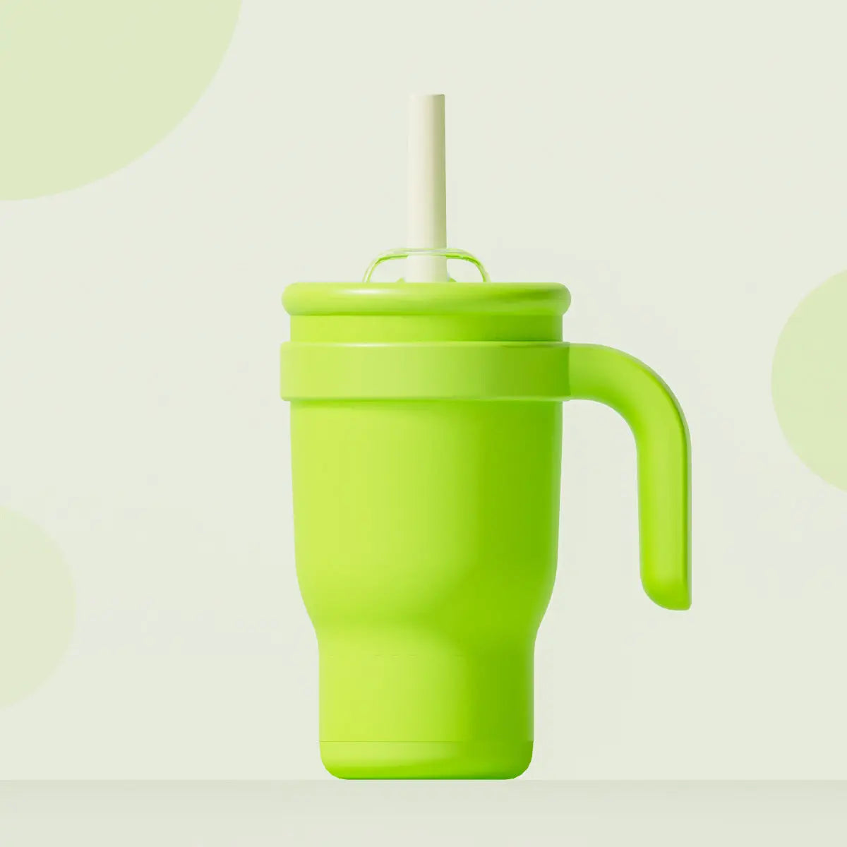 Green 14oz Insulated Tumbler with Handle & Straw - 304 Stainless Steel Car Cup (Contrast Color) Wholesale Hub