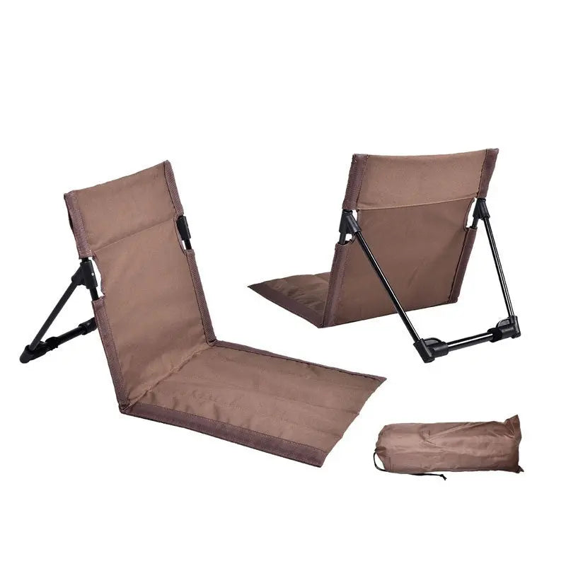 Portable Folding Beach Chair - Reclining Outdoor Seat 68x39.5x40.5cm with Carry Bag in brown Wholesale Hub